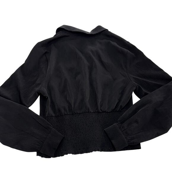 Pleione Top Womens Small Black Button Down Smocked‎ Anthropologie - Picture 2 of 6